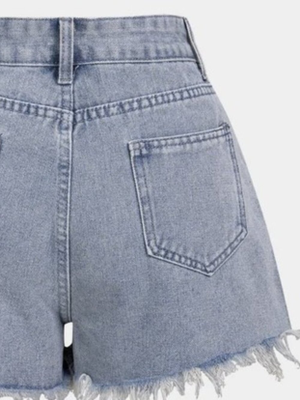 Denim Ripped Rhinestone Asymmetrical Shorts - Picture 5 of 6